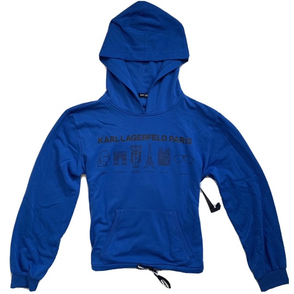 Karl Lagerfeld Sweaters - Karl Lagerfeld Paris Women Casual Blue Hoodie Sz M